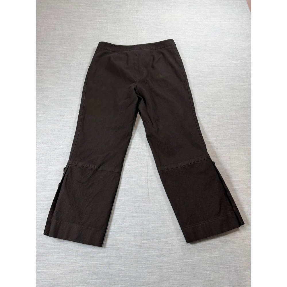 Nine West Brown Textured Cropped Pants Button Cuff Size 6 Stretch Trousers - Picture 2 of 12